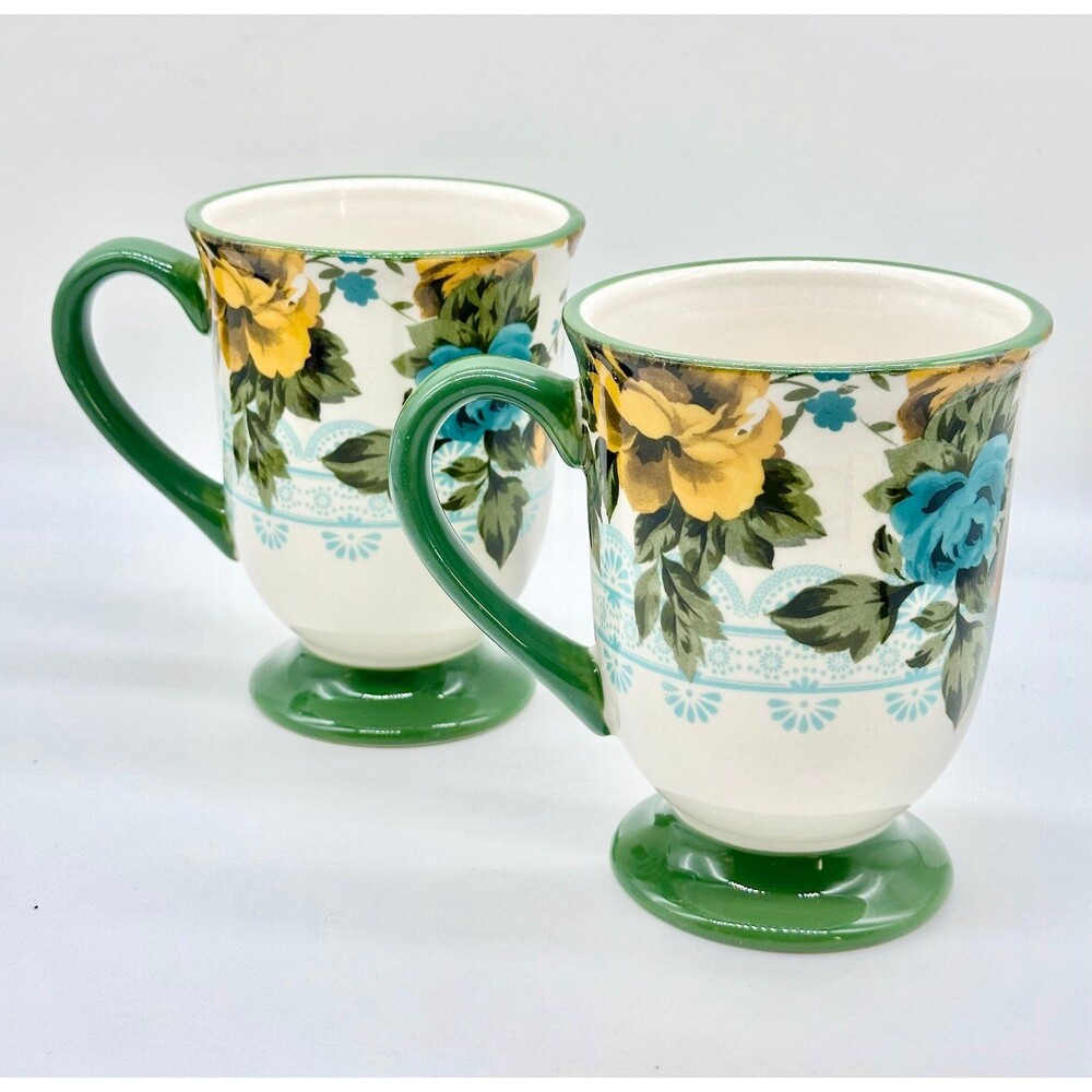 Set of 2 The Pioneer Woman Rose Shadow Latte Coffee Mugs Cups 18oz
